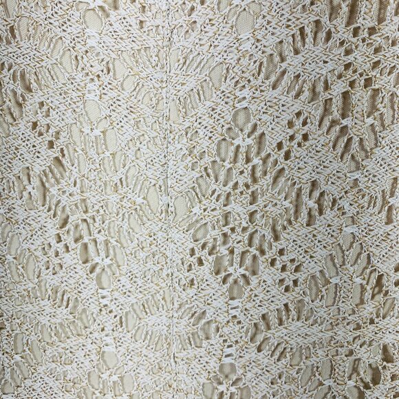 party dress  sz 4 dress beige lace /crochet sleeveless fit & flare  DB - Picture 7 of 14